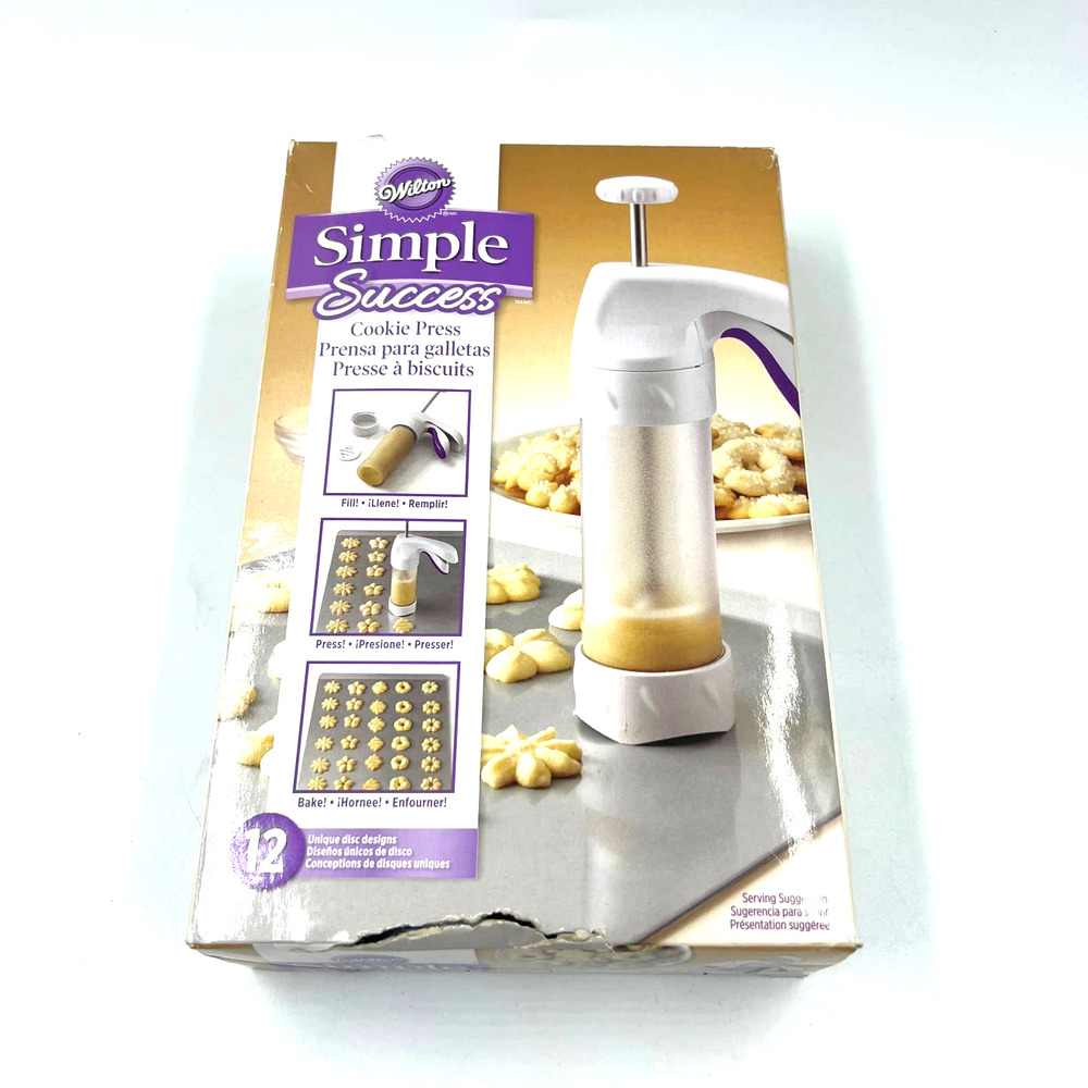 Wilton Simple Success Cookie Press 12 Discs White W Box Holiday Baking Accessory